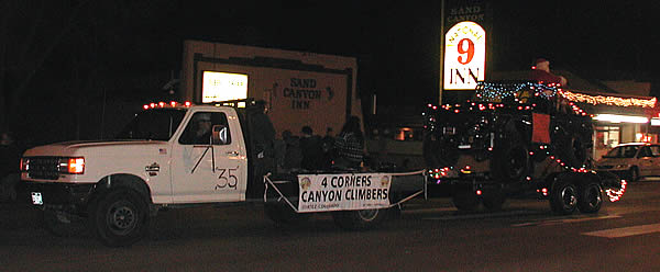 Mike pulling the float on Main Street